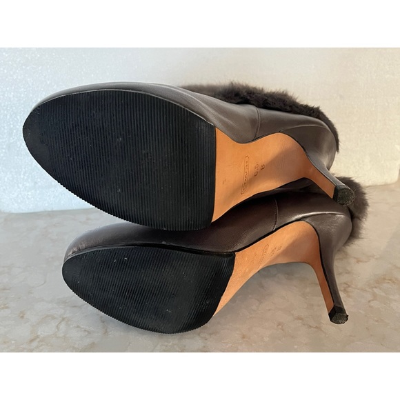 Coach Grey Fur-Lined Leather High Heel Ankle Boots 6.5 - Picture 10 of 10